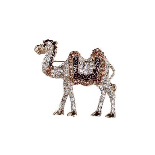 Image of Cute Camel Rhinestones Brooches Lapel Pins for Women Men Teen Girls Funny Sparkly Crystal Cartoon Animal Pin Dress Suit Hat Bag Clothes Accessories Jewelry Party Christmas Holiday Gifts