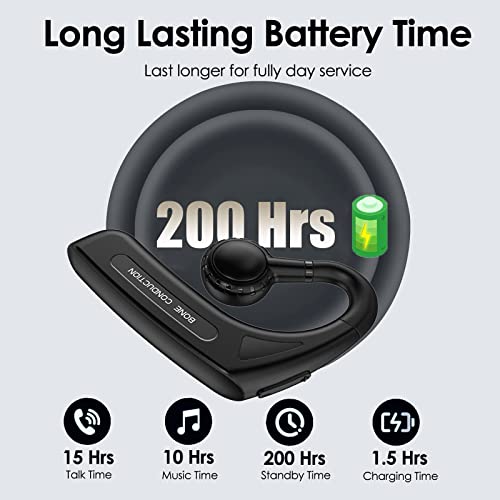 Open Ear Headphones Wireless Bluetooth Single Bone Conduction Wireless Earbuds With Earhooks Bone Conduction Headphones Bluetooth Head Set Earphones Ipx5 Waterproof Long Battery Life Earpiece Black #TOP6