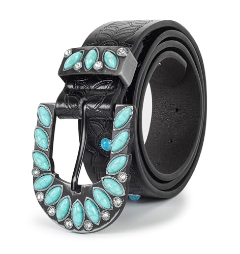 Image of Western-Leather-Belts-Women Vintage Waist-Belts with Hollow Out Flower