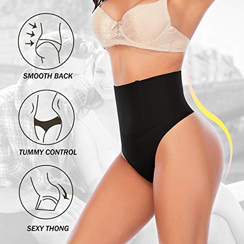 Image of Werena Thong Shapewear for Women Tummy Control Seamless High Waist Body Shaper Underwear Shaping Panties