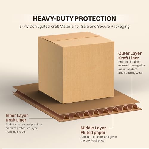 Image of BonKaso 3 Ply Brown Corrugated Packaging Packaging Box Size:8x8x8 inch, Pack of 50