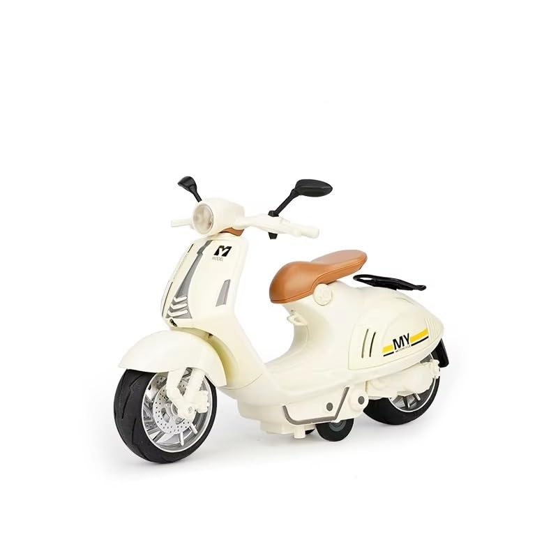Image of FEXXA Police Motorcycle Toy - Pull Back Motorcycle Toys, Tiny Gift with Music Lighting, Latte Motorcycles Toy for Kids Boys Age 3-8 Year Old [Multicolor] (Little Bike-White)