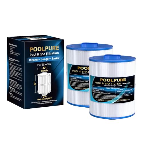 POOLPURE 6CH-352 Hot Tub Filter Replaces Artesian Spas 06-0014-12 Master Spas PMA-R1 X268546 PAS40-F2M Unicel 6CH-352 Filbur FC-0312 AK-90131 40 Sq. Ft Spa Filter Cartridge 2 Pack
