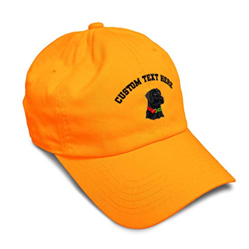 Custom Soft Baseball Cap Black Lab Head Embroidery Pets Dogs Twill Cotton Dad Hats for Men & Women Buckle Closure Orange Personalized Text Here