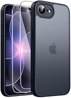 FLLAO Matt Handyhülle für iPhone 17e/iPhone 16e Hülle und 2 Schutzfolie, mit Kameraschutz [Militärnorm Schutz] Stoßfest PC Rückseite TPU Bumper Hülle für iPhone 17e/16e - Schwarz
