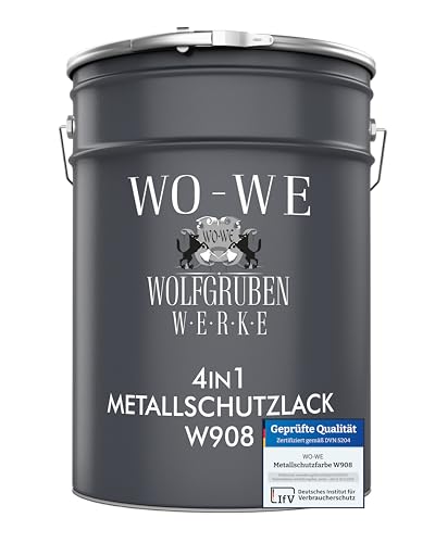 WO-WE Metallschutzlack 4in1 Metalllack Metallfarbe Metallschutzfarbe W908 Anthrazitgrau - 2.5L
