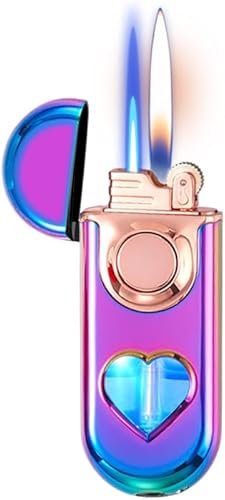 Encendedor de doble llama, encendedor de soplete a prueba de viento, diseño fresco de tigre para regalo, embalaje exquisito, encendedores de butano