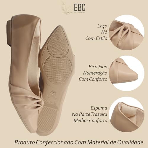 Sapatilha Feminina Bico Fino Rasteira Confortável Metalizado SP1.01 (Dourado, BR, Adulto, Numérico,