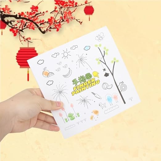 KRIDEZ Finger Painting and Colouring Art Book, Washable Kids Finger Painting Set with Painting Book & 7 Finger Paint, Thumbprint Art and Craft Book for Kids (Pack of 1) (Finger Painting) 4
