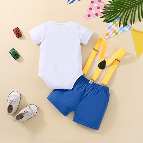 Baby Boy 1 year old First Birthday Clothes Infant Clothes Bow Tie Romper Pants Set Suspenders Cake Smash Outfits3