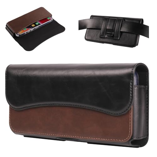 Funda de cuero de alta calidad con clip para cinturón compatible con iPhone 14, 13, 12, 14 Pro, funda de transporte para teléfono con trabilla para cinturón con bolsa de clip compatible con Galaxy S23