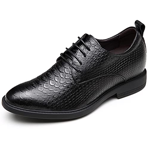 Image of CHAMARIPA Men's Height Increase Shoes - Built-in Custom Lift Insole -Black Leather Invisible Height Increasing Dress Shoes 2.76 Inches Taller H01X70B821D