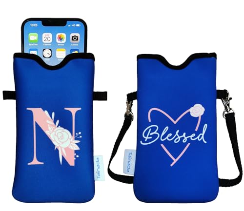 Image of Tainada Neck Phone Personalized Initial Pouch w /Crossbody Strap(Letter N)