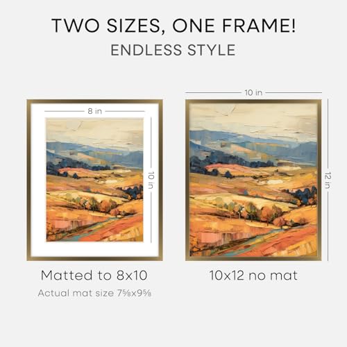 Image of Homeforia 10x12 Bronze Picture Frame, High End Metal 10x12 Brass Frame with Mat 8x10, 10 x 12 Poster Frames Matted to 8 x 10 inch Photo, 10 by 12 Bronze Thin Frames, Tempered Glass, Wall Kit, Set of 2