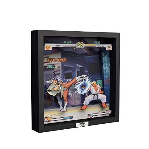 Pixel Frames: Street Fighter III (3),3rd Strike,Moment #37,3D Shadow Box,Framed Decor for Wall, Home, Shelf Display, Game Poster Art Collectibles, Boys Girls Teen Gaming Room Decoration