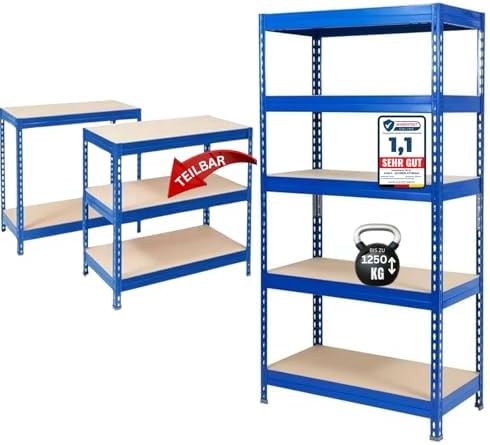 Scaffale Per Carichi Pesanti 180x160x60 Cm | Portata 1500 Kg, 5 Ripiani Regolabili | Per Garage E Officina - Foto 8