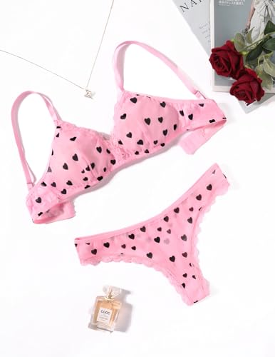 Image of Avidlove Wireless Lace Lingerie Set Floral Print Bra and Panty Sets 2 Piece