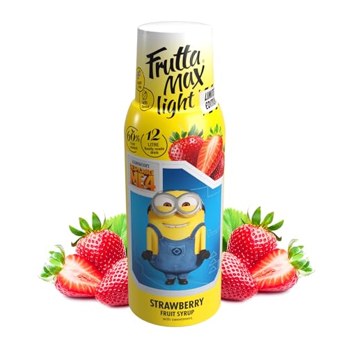 Light - Bajo en carbohidratos - Jarabe de fitness de FruttaMax | Azúcar Cero | con Stevia | 60% Contenido de Fruta 500ml (Minions Fresa - Light)