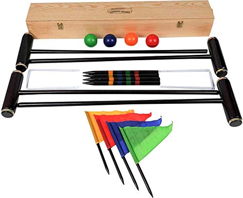 Traditional Garden Games. Kit de croquet de calidad Royal York en caja de madera.