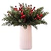 Norfolk pine pickschristmas greenery stems artificial pine needles stems branches christmas tree filler with red berry for diy indoor outdoor home cedar plants garland decor 40  urban country home decor