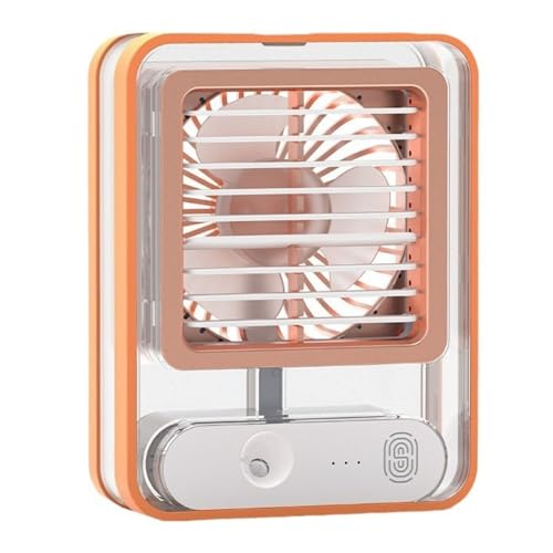 Image of FunBlast Portable Mist Fan - USB Rechargeable Mini Desk Fan with Water Spray, Cooling Table Fan for Travel, Office, Makeup & Outdoor Use (Orange)