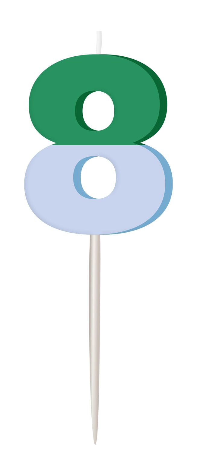 Folat 27797 Birthday and Party Decoration Colourful - Candle - Stripetastic - Number 8 - Party Accessories for Children and Adults