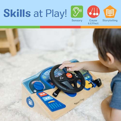 Melissa & Doug 31705 Vroom & Zoom Interactive Wooden Dashboard Steering Wheel Pretend Play Driving Toy thumb #4