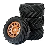 Rc Maquetas Piezas Para Traxxas Para E-revo Para HBX Para MJX 16207 16208 Para SCY 16101 1/16 90mm Monster Truck Para Buggy Neumáticos Rueda 12mm Piezas Hexagonales Control Remoto(A brown)