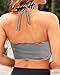 Women Swim Top - High Neck Bikini Top Only Halter Swimsuit Bathing Suit 2025 Black White Stripe S
