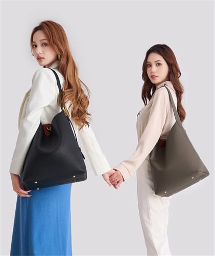 Women's PU Leather Tote Bag Fashionable Bucket Large Capacity Casual Shoulder Handbags3