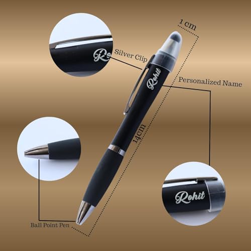 Image of Personalized Pen with Name Engraved I Metal Classy Customized Roller Ball Pens I Comfortable to Hold & Write I Gift for Men & Women Birthday Corporate Gifting (LED PE)