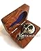 Chrome Push Button Direction Sundial Compass with Wooden Box and Chain Beautiful Handmade Collectible Gifts- Sundial Clock