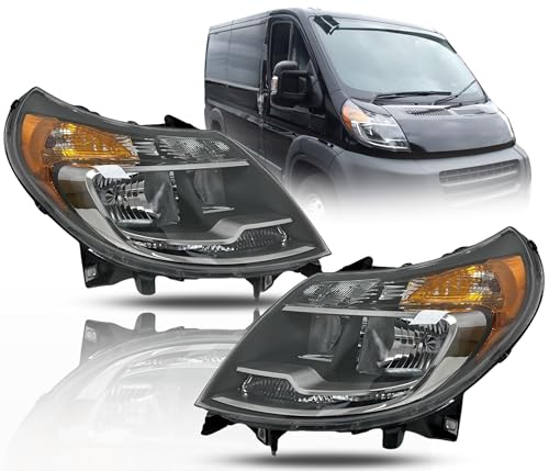ALLIGATOR AUTO LIGHTS Headlights Assembly with Bulbs Replacement for Ram 2014-2022 ProMaster 1500 2500 3500 Van Halogen Headlamp Pair Set without DRL, Left & Right Sides, DOT/SAE Compliant