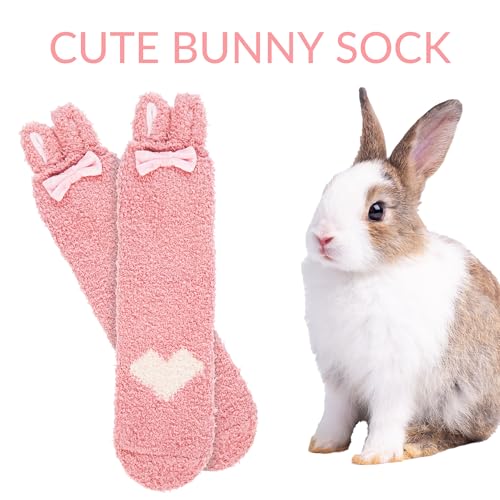 Image of Violet Mist Women Funny Fuzzy Bunny Socks Cute Rabbit Fluffy Non-slip Grip Socks Warm Slipper Sock Easter Gifts Girls