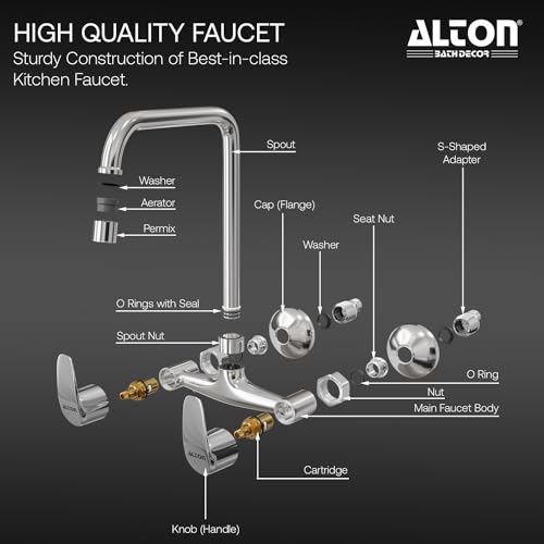Image of ALTON MTX3570-UM, Kitchen Sink Mixer with 360 Degree Swivel Spout | Kitchen Sink Tap | Kitchen Faucet | Tap for Kitchen Sink | Taps | Kitchen Mixer