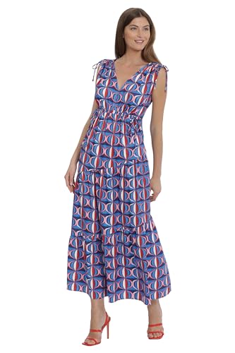 Image of Maggy London Women's Tiered Maxi with Shoulder and Waist Drawstring Details