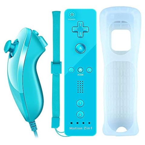 Satohom Remote Controller with Motion Plus for Wii and Wii u Wireless Remote Pus Controller Nunchuck Controllers for Wii Wii U Console Wireless Remote Game Joysticks with Silicone Case and Wrist Strap Cover