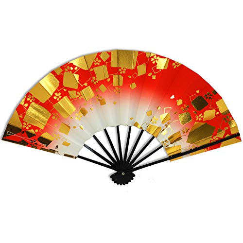 Japanese ODORI Dance Sensu Fan Red/Gold/Made in Japan