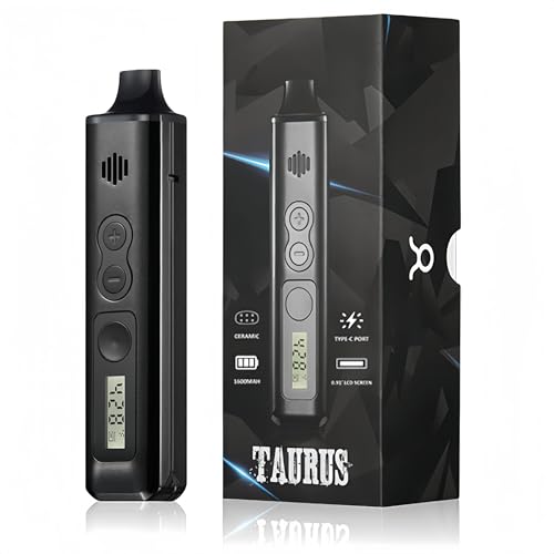 Vaporizador de Hierbas Secas Taurus, Pantalla OLED y Control de Temperatura, Cámara de Calentamiento Cerámica, Calentamiento Rápido de 40s (negro)