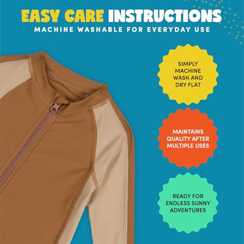 Image of SwimZip UPF50+ Boys Swim Shirt, Long Sleeve One Piece Kids Sunsuit