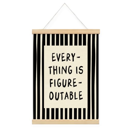 VEEMIKATILL Everything is Figureoutable Positive Affirmations Wall Art Poster Hanger FrameRetro Positive Affirmations Canvas Prints Wall Decor for Classroom Office Home Bedroom 12x16 Inch