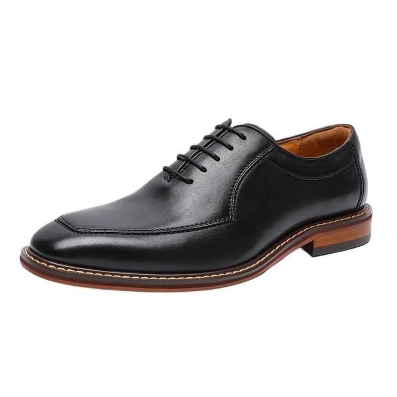 Mens Wedding Leather Oxford Dress Shoes Office Lace Up Round Toe Shoes Business Tuxedo Comfortable Classic Formal Party