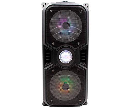 Lauson LLX33 Altavoz Bluetooth Portatil con Efecto de Luces Multicolores LED | Bluetooth Speaker con Lector USB MP3 | Altavoz Karaoke con Radio Integrada, Bateria 12 h Carga Incluye Micrófono