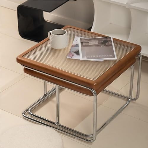 Brown Square Nesting Coffee Table Set of 2 for Living Room - Stylish Accent Tea Tables for Small Spaces, Modern Design, Space-Saving Furniture Solution