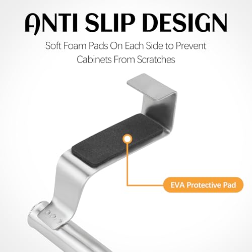 RETON 3 PCS Over The Door Towel Rail, Stainless Steel Tea Towel Holders- 23cm, Kitchen Towel Rail with Anti-slip Pads - Image 4