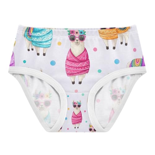 Cute Llamas Flower Crowns Underwear for Girls, Toddler Panties, Girls Underwear Cotton, 2–8 Years