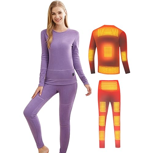 Electric Heating Thermal Underwear, Fleece Lined Base Layer Shirt & Pants for Men Women, Thermal Long Underwear Set