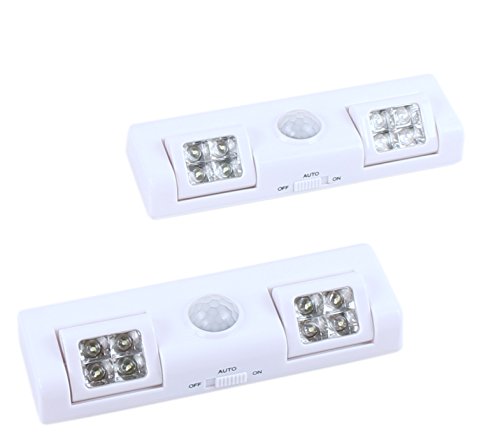 8 LED Portable Motion Sensor Light - Auto On/Off Night Light - Battery