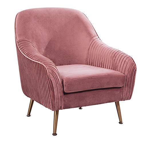 Creator-Z Sillón Lounge Terciopelo con Patas de Metal Chapadas en Oro, Butacas de Salón, butaca de Espera Fija para Dormitorio,Rosado