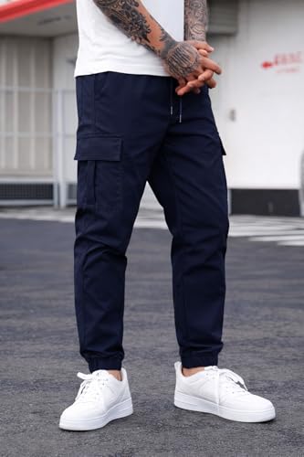 Image of ADBUCKS Men's Regular Fit low Rise Soild Cargos Style Joggers Casual Trousers